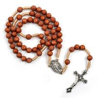 Rosary Necklace, Plastic, with Tibetan Style, Crucifix Cross, handmade, Unisex, 8*8mm,44*24mm,24*18mm, Length:Approx 20.08 Inch, Sold By PC