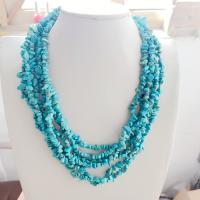 Fashion Turquoise Necklace, Tibetan Style, with turquoise, plated, multilayer & for woman, blue, Length:Approx 45 cm, Sold By PC