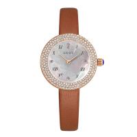 Reloj de Pulsera de Mujeres, aleación de zinc, con Cuero & Acero & Vidrio, para mujer & con diamantes de imitación, más colores para la opción, 180x30x8mm, Vendido por UD