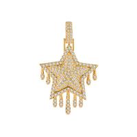 Cubic Zirconia Micro Pave Brass Pendant, Star, plated, micro pave cubic zirconia, more colors for choice, 30x46mm, Sold By PC