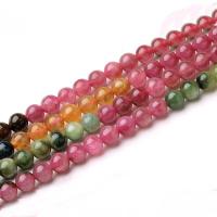 Turmalin Bead, Runde, du kan DIY, blandede farver, Solgt Per 38 cm Strand