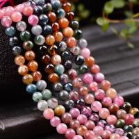 Turmalin Perle, rund, DIY, gemischte Farben, 5-6mm, verkauft per 45 cm Strang