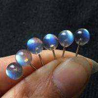 Moonstone Stud Earring, with Brass, for woman, mixed colors, 5-6mm, Sold By Pair