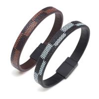 PU Leather Bangle, with Tibetan Style, for man, more colors for choice, Length:21 cm, Sold By PC