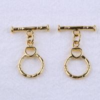 Mässing togglelås, 18K guldpläterad, mode smycken & DIY, gyllene, 12*18.5mm,18mm, 10PC/Bag, Säljs av Bag