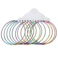 Stainless Steel Hoop Earring, Round, colorful plated, 6 pieces & fashion jewelry & for woman, multi-colored, 72x75x2mm, 6Pairs/Set, Sold By Set