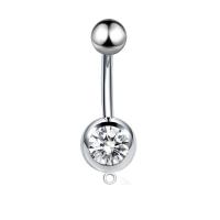 Stainless Steel Belly Ring plated fashion jewelry & micro pave cubic zirconia Length 23 mm Sold By PC