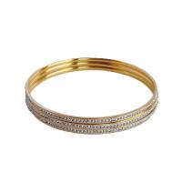 Titanium Steel Bangle, plated, three pieces & fashion jewelry & with rhinestone, more colors for choice, 62x62mm, Sold By Set