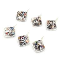 Freshwater Pearl Pendants Resin with Freshwater Pearl & Iron Rhombus plated fashion jewelry & DIY Sold By PC