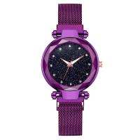 Women Wrist Watch, Iron, with Magnet & Glass & Stainless Steel, Round, plated, for woman & faceted & with rhinestone, more colors for choice, nickel, lead & cadmium free, 250x33x9.50mm, Sold By PC