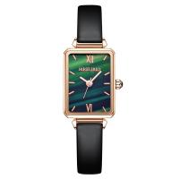 Nők Wrist Watch, PU, -val Üveg & Stainless Steel & Cink ötvözet, Négyzet, arany színű aranyozott, a nő, fekete, 204x20.50x7.70mm, Által értékesített PC