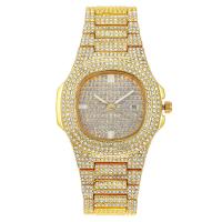 Damen Armbanduhr, Eisen, mit Glas, plattiert, für Frau & mit Strass, keine, frei von Nickel, Blei & Kadmium, 250x42x9mm, verkauft von PC