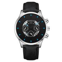 Geneva® Men Watch PU Leather with Glass & Stainless Steel & Zinc Alloy Chinese Movement watch movement for man plated Round Sold By PC