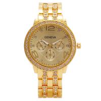 Geneva® Unisex Watch Iron with Glass Chinese Movement watch movement nickel lead & cadmium free for woman & with rhinestone plated Round Sold By PC