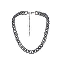 Iron Necklace, iron lobster clasp, with 3.94Inch extender chain, curb chain & for man & with rhinestone, plumbum black, nickel, lead & cadmium free, Length:Approx 19.69 Inch, Sold By PC