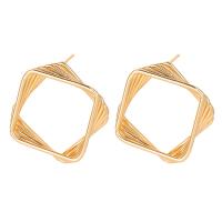 Aluminum Alloy Stud Earring, aluminum post pin, for woman, golden, 26x26mm, Sold By Pair