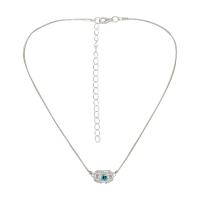 aleación de zinc collar, con Perlas de plástico ABS & Cristal de murano, con 3.35Inch extender cadena, chapado en color de platina, para mujer, libre de níquel, plomo & cadmio, 20x10mm, longitud:aproximado 15.75 Inch, Vendido por UD