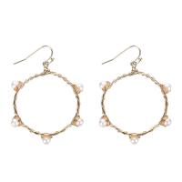 Freshwater Pearl Earrings Brass with Freshwater Pearl Donut real gold plated for woman Sold By Pair