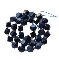Natural Blue Goldstone Beads, Blue Sandstone, with Seedbead, polished, DIY & different size for choice, blue, 6-10mm, Sold Per 15.35 Inch Strand