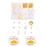 Akril DIY karkötő szett, gyöngyök & függő, -val Cink ötvözet, arany színű aranyozott, kevert színek, 130x100x22mm, 164PC-k/Box, Által értékesített Box