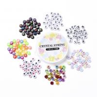 Mixed Acrylic Beads, with Crystal Thread, DIY & enamel, mixed colors, 4mm, Approx 1902PCs/Set, Sold By Set