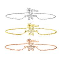 Cubic Zirconia Micro Pave Brass Bracelet, Snowflake, plated, fashion jewelry & micro pave cubic zirconia, more colors for choice, nickel, lead & cadmium free, 14x14mm, Length:5.51 Inch, Sold By PC