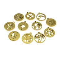 الفولاذ المقاوم للصدأ قلادة, لون الذهب مطلي, مجوهرات الموضة & أنماط مختلفة للاختيار, ذهبي, 16mm, تباع بواسطة PC