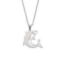 Stainless Steel Jewelry Necklace Whale plated fashion jewelry Length 17.72 Inch Sold By PC