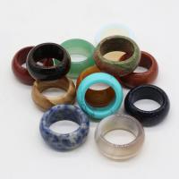 Gemstone Finger Ring, misto de pedras semi-preciosas, Rosca, unissex & tamanho diferente para a escolha, Mais cores pare escolha, 12mm, 12PCs/box, vendido por box