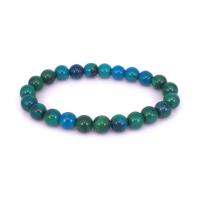 Chrysocolla Bracelet, with Elastic Thread, Round, elastic & for man, 8mm, Length:Approx 7.4 Inch, Sold By PC