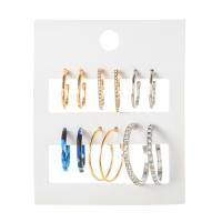 Zinc Alloy Earring Set with Acrylic plated 6 pieces & for woman & with rhinestone nickel lead & cadmium free 22mm 28mm 40mm Sold By Set