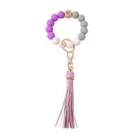 Bag Purse Charms Keyrings Keychains, Silicone, with Beech Wood & PU Leather & Tibetan Style, Tassel, fashion jewelry & Unisex, more colors for choice, 15mm, Length:Approx 8.8 Inch, Sold By PC