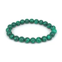 Malachite Bracelet, with Elastic Thread, Round, elastic & Unisex, 8mm, Length:Approx 7.28 Inch, Sold By PC