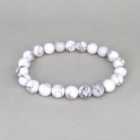 Howlite Bracelet, with Elastic Thread, Round, elastic & Unisex & different size for choice, Length:Approx 7.3 Inch, Sold By PC