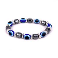 Bracelet Evil Eye bijoux, résine, avec fil élastique & Hématite, Mauvais œil, élastique & pour femme, 8x10mm, Longueur:Environ 6.7 pouce, Vendu par PC