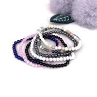 Gemstone Bracelets, with Elastic Thread, Round, elastic & different styles for choice & for woman, 4mm, Length:Approx 7.3 Inch, Sold By PC