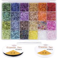Silver Lined Glass Seed Beads, stoving varnish, DIY, mixed colors, 195x135x22mm, Sold By Box