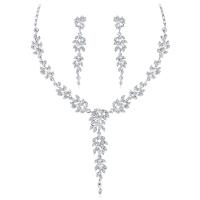 Rhinestone Jewelry Sets earring & necklace Zinc Alloy with 1.97inch extender chain for woman & with rhinestone nickel lead & cadmium free Length Approx 15.75 Inch Sold By Set