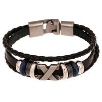 Full Grain Cowhide Leather Bracelet, with Tibetan Style, handmade, Unisex, more colors for choice, 10mm, Length:Approx 8.27 Inch, Sold By PC