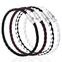 PU Leather Cord Bracelets, with Brass, Unisex, more colors for choice, Length:Approx 8.27 Inch, Sold By PC