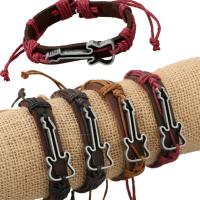 Full Grain Cowhide Leather Bracelet with Zinc Alloy handmade Unisex 12mm Length Approx 6.69 Inch Sold By PC