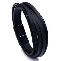 PU Leather Cord Bracelets, with Tibetan Style, handmade, Unisex, more colors for choice, Length:Approx 8.07 Inch, Sold By PC
