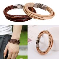 Full Grain Cowhide Leather Bracelet, with Tibetan Style, handmade, Unisex, more colors for choice, 10mm, Length:Approx 8.27 Inch, Sold By PC