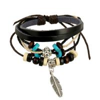 Full Grain Cowhide Leather Bracelet, with Tibetan Style, handmade, Unisex, more colors for choice, 6mm, Length:Approx 6.69 Inch, Sold By PC