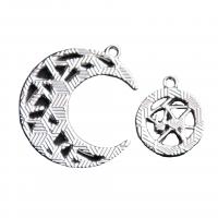 Tibetan Style Couple Pendant, plated, with rhinestone, silver color, 33x29mm, 10PCs/Bag, Sold By Bag