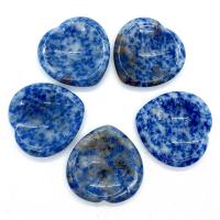 Blue Speckle Stone Širdis, mėlynas, 40x40x6mm, Pardavė PC