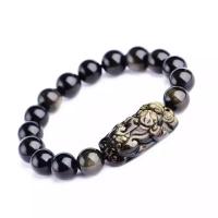 Gold Obsidian Bracelet Fabulous Wild Beast Unisex & radiation protection mixed colors Length Approx 15 cm Sold By PC