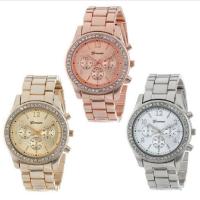 Women Wrist Watch, Tibetan Style, with Glass & Stainless Steel, for woman & with rhinestone, more colors for choice, 210mm,37x11mm, Sold By PC