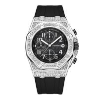 Reloj de Pulsera para Hombre, acero inoxidable, con Vidrio & silicona & aleación de zinc, impermeable & con diamantes de imitación, más colores para la opción, 240x20mm,43x13mm, Vendido por UD