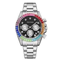 Reloj de Pulsera para Hombre, acero inoxidable, con Cuero & Vidrio, impermeable & con diamantes de imitación, más colores para la opción, 37x10mm, Vendido por UD